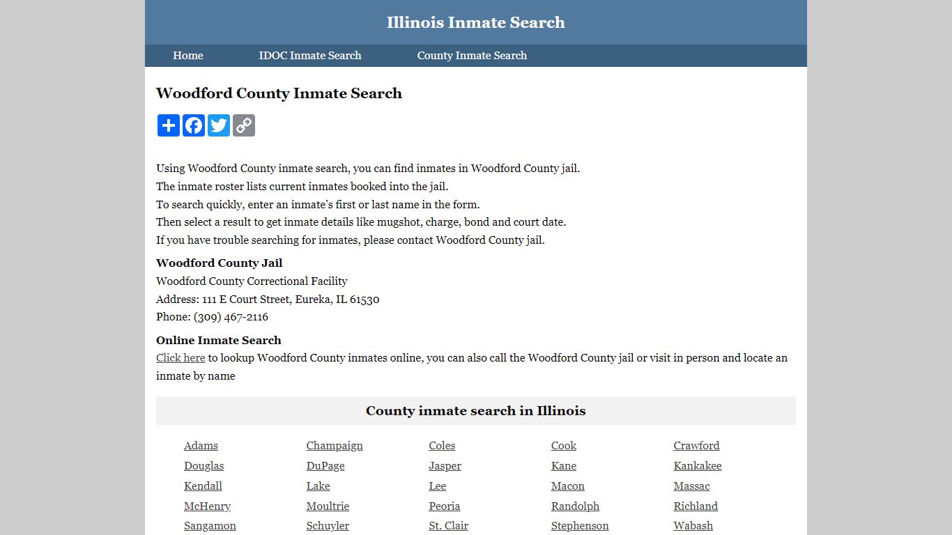 Woodford County Inmate Search